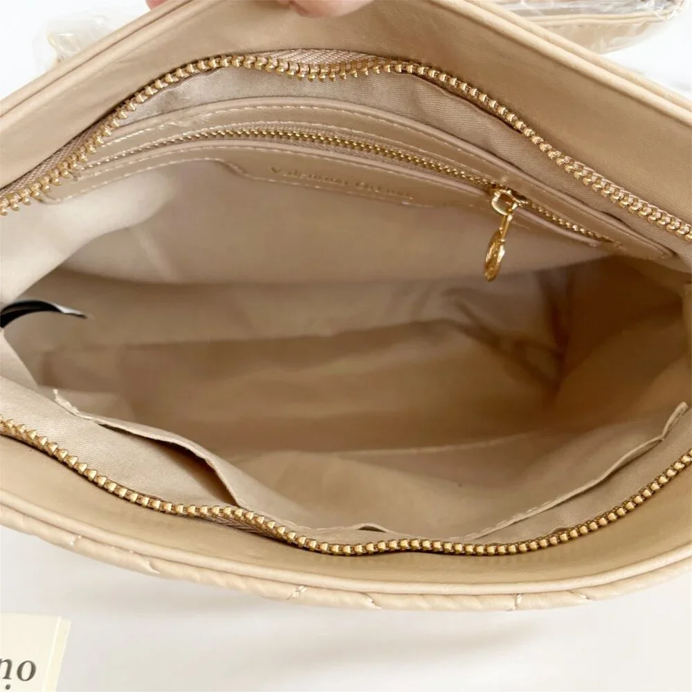 Valentino Orlandi Quilted Tan Crossbody Bag